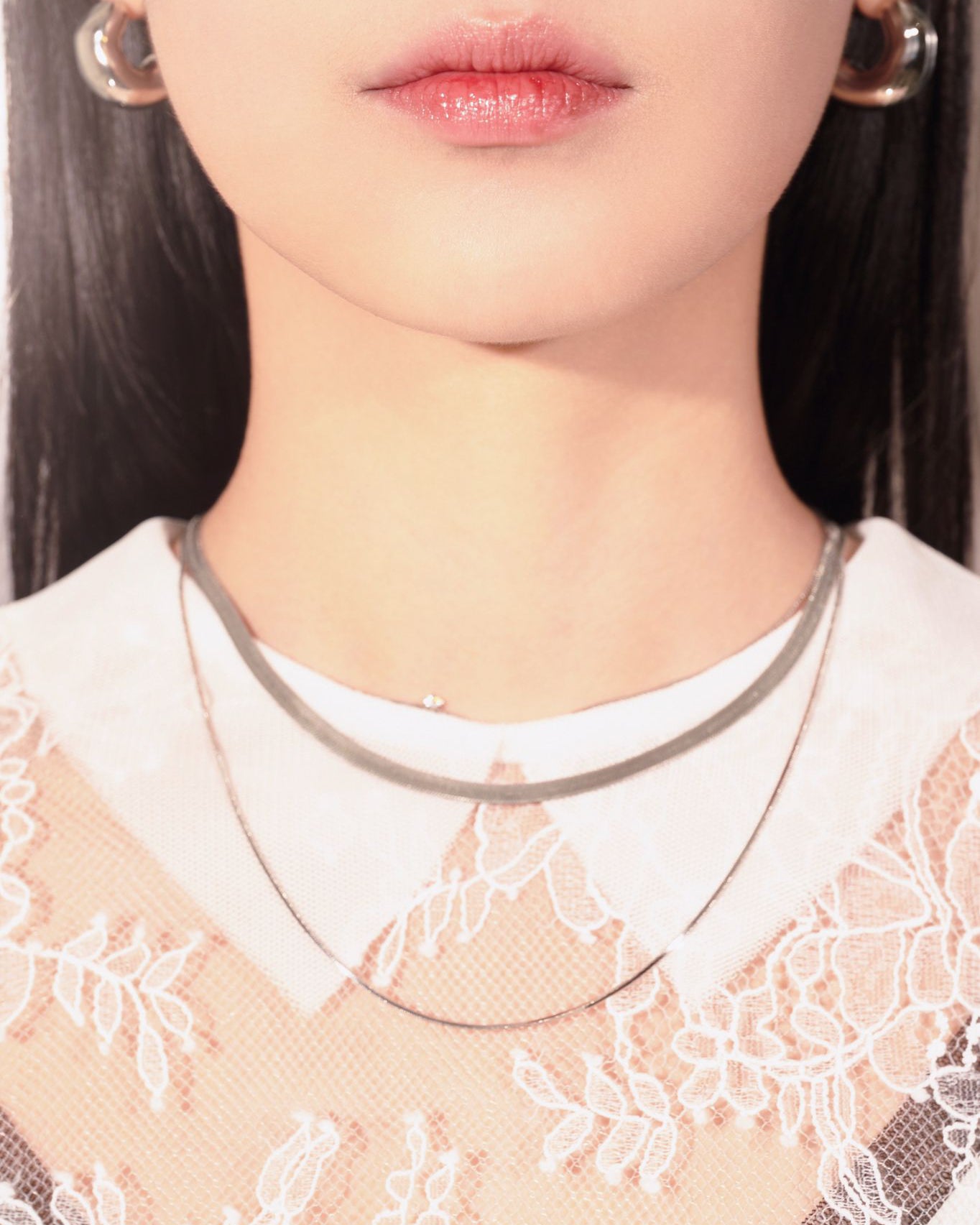 aalis CHRISTA mesh collar lace top (White)