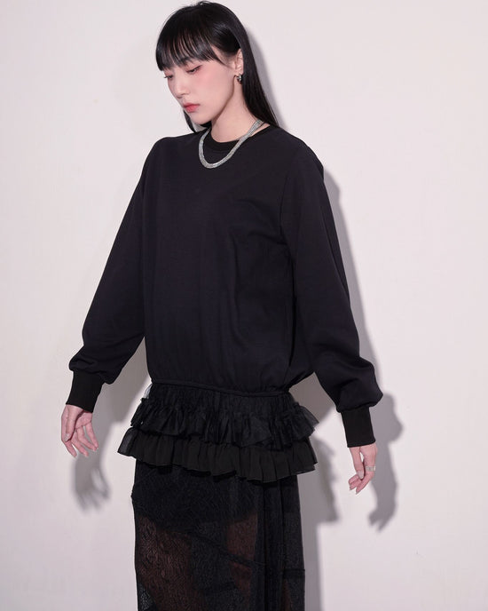 aalis KALI mesh layer hem sweater (Black)