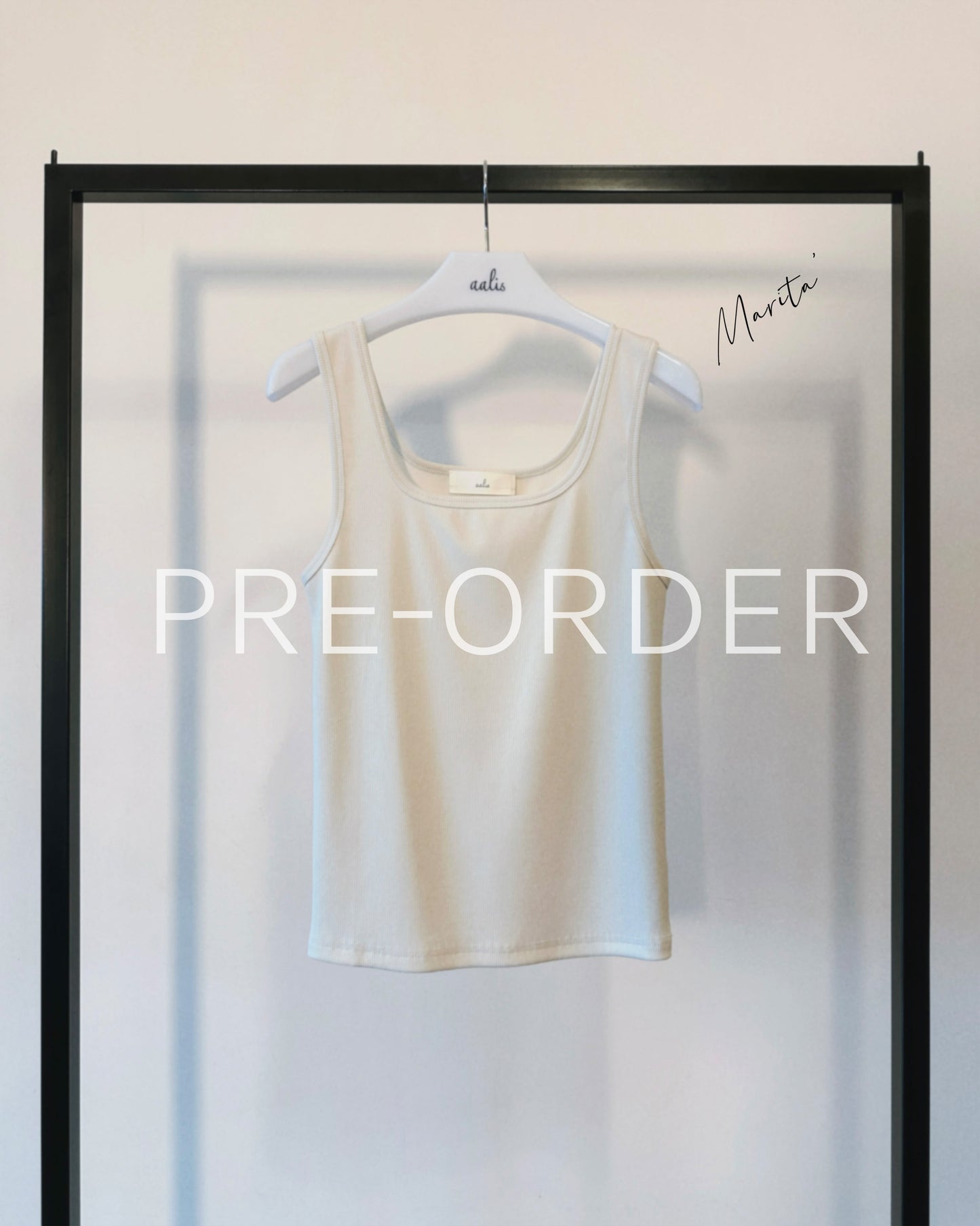 (Pre-order) aalis MARITA SS26 square neck ribbed tank (Ecru)
