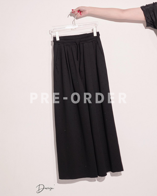 (Pre-order) aalis DORISA elastic waist wide legs knit pants (Black stone)