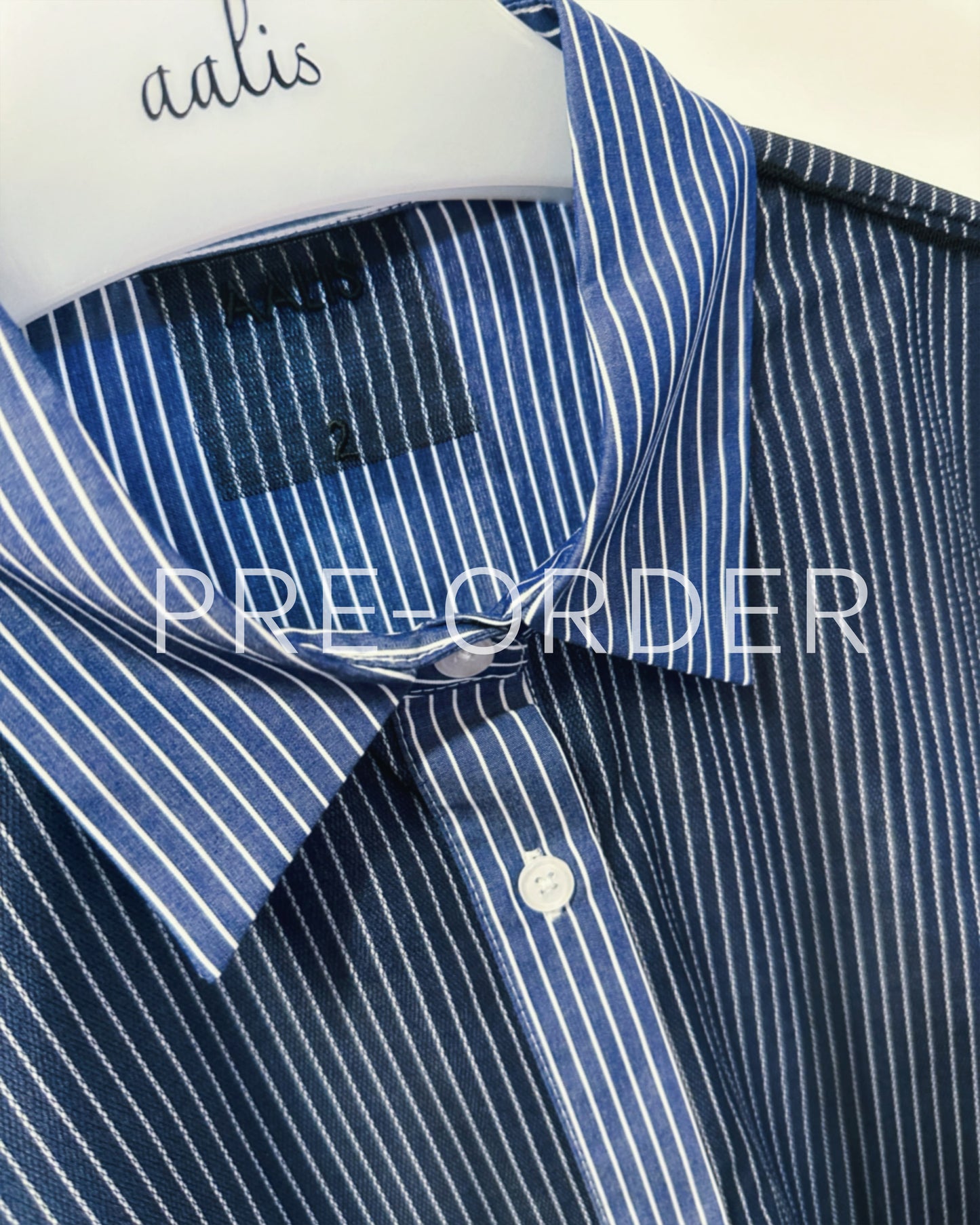 (Pre-order) aalis BAYLA mesh overlay shirt (Blue Denim)