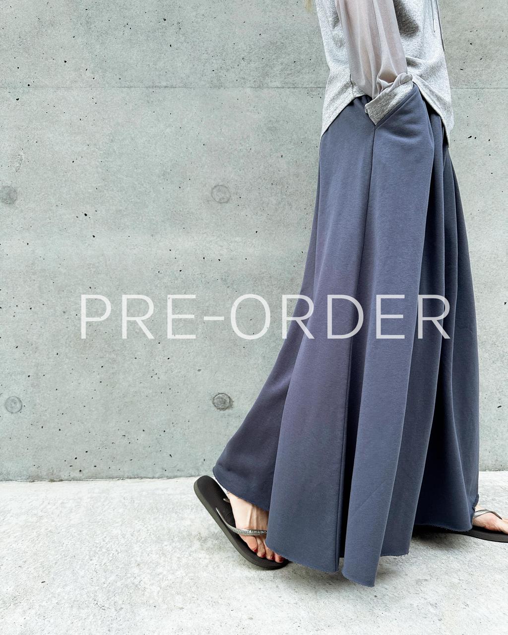 (Pre-order) aalis ASEN SS26 knit A line wide leg pants (Grey Blue)