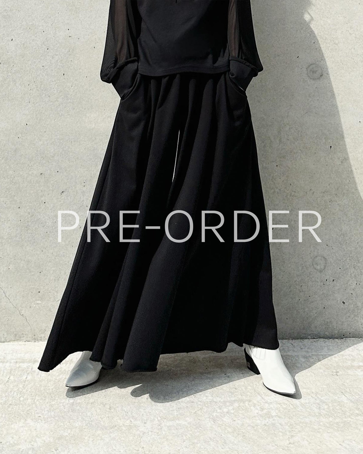 (Pre-order) aalis ASEN SS26 knit A line wide leg pants (Black)