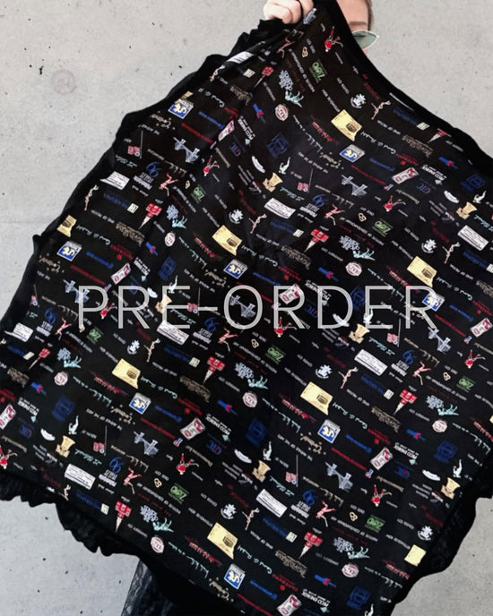 (Pre-order) aalis LISI SS26 ruffle hem scarf (Black Print)