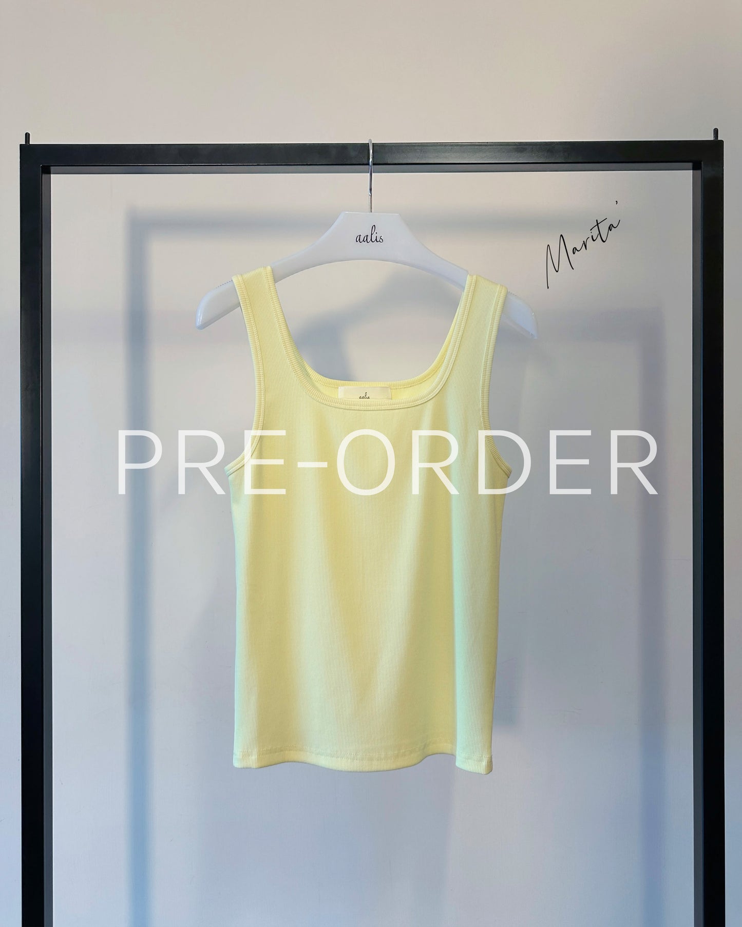 (Pre-order) aalis MARITA SS26 square neck ribbed tank (Light Yellow)