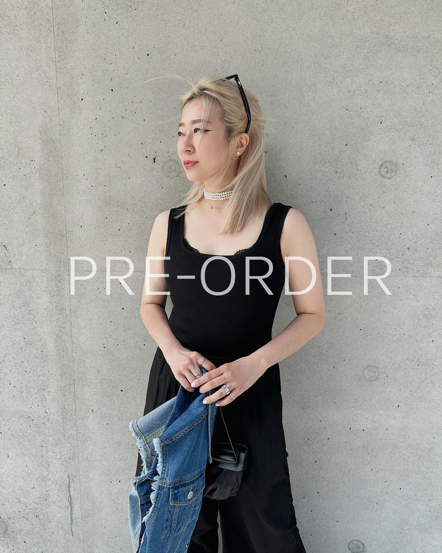 (Pre-order) aalis MARITA SS26 square neck ribbed tank (Black)