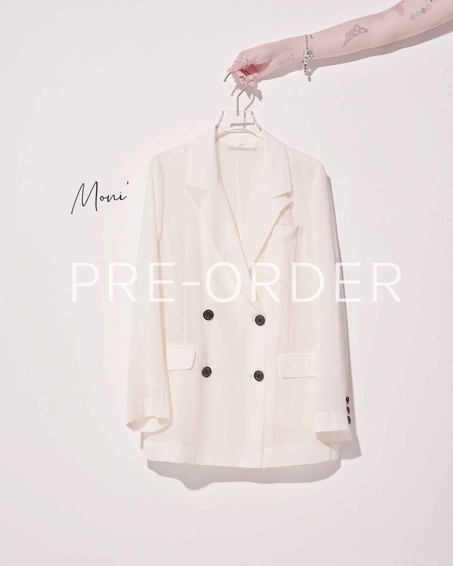(Pre-order) aalis MONI CHI FW26 chiffon blazer (Ivory)
