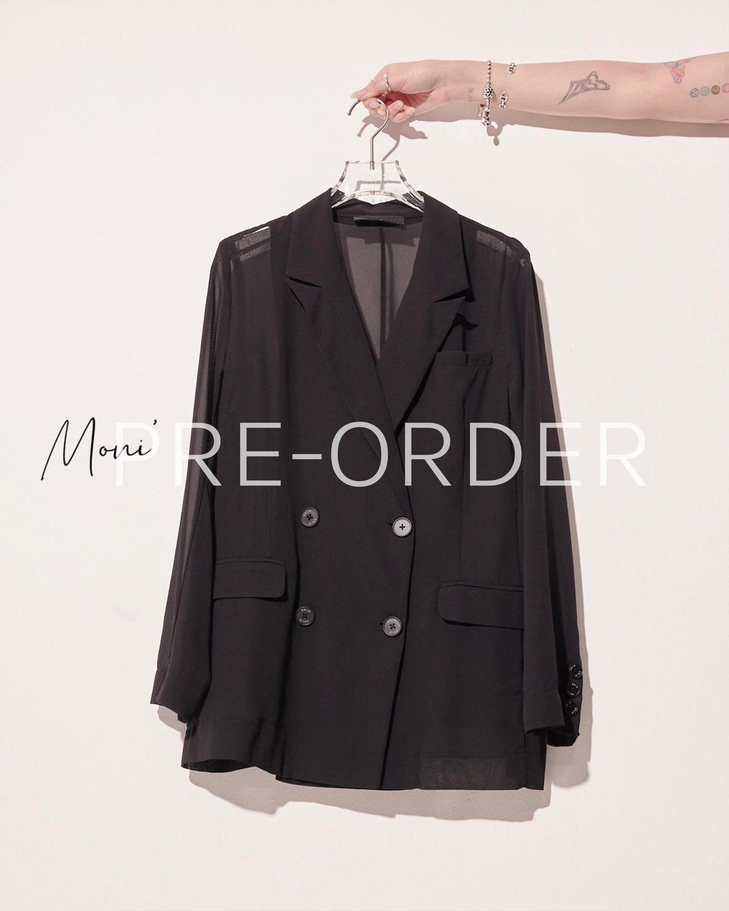 (Pre-order) aalis MONI CHI SS26 chiffon blazer (Black)