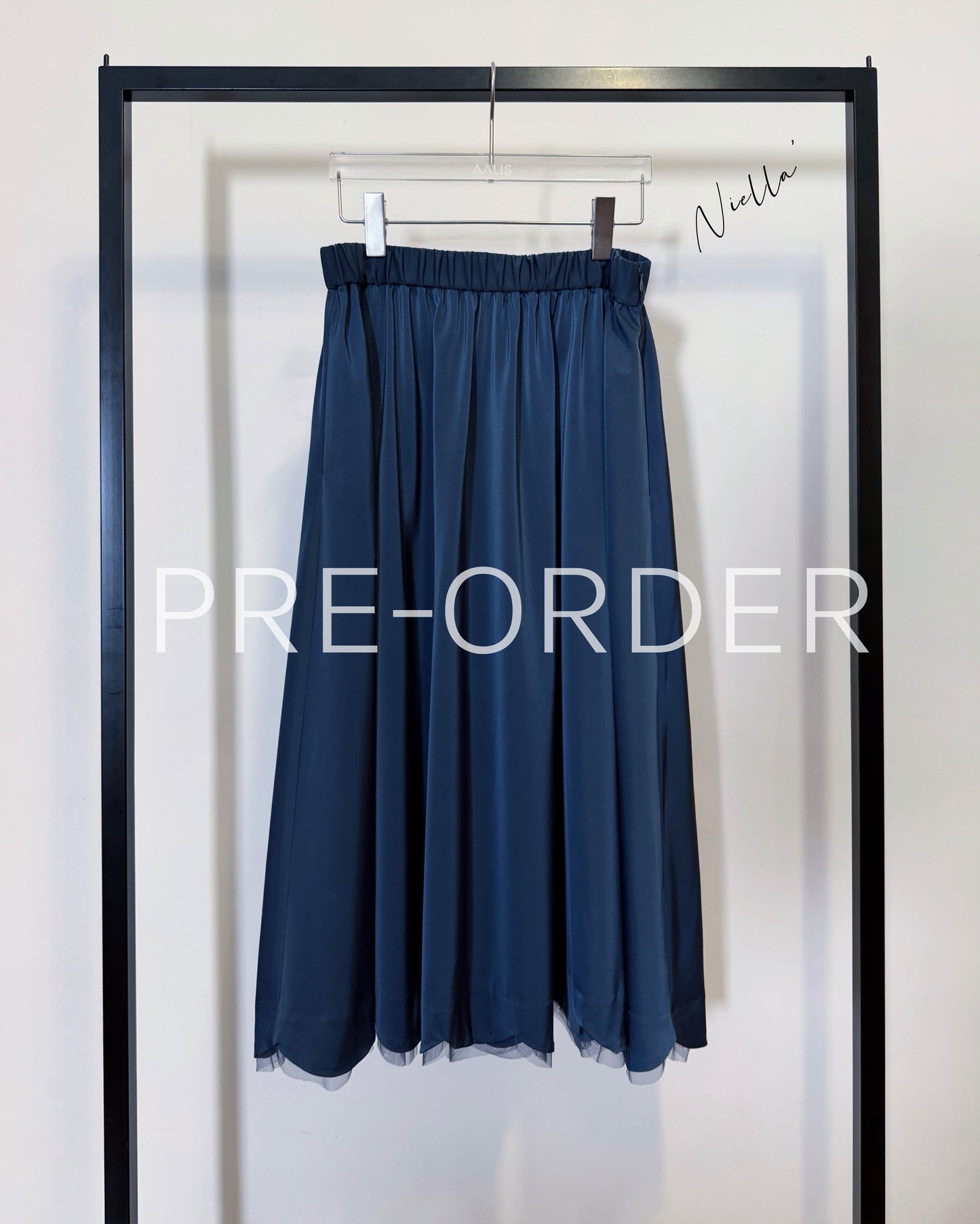 (Pre-order) aalis NIELLA scallop edge skirt (Grey Blue)