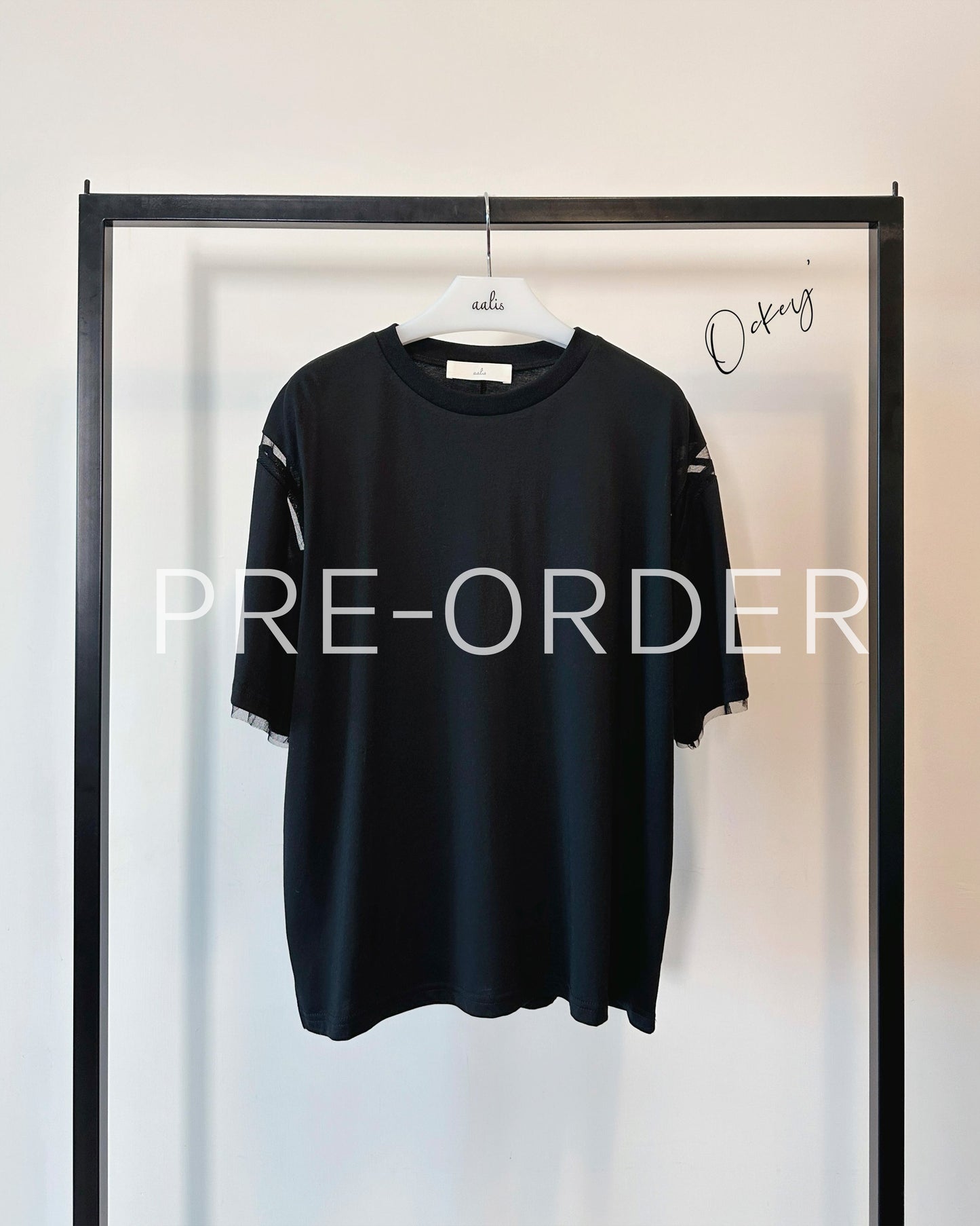 (Pre-order) aalis OCKEY mesh trim relaxed tee (Black)