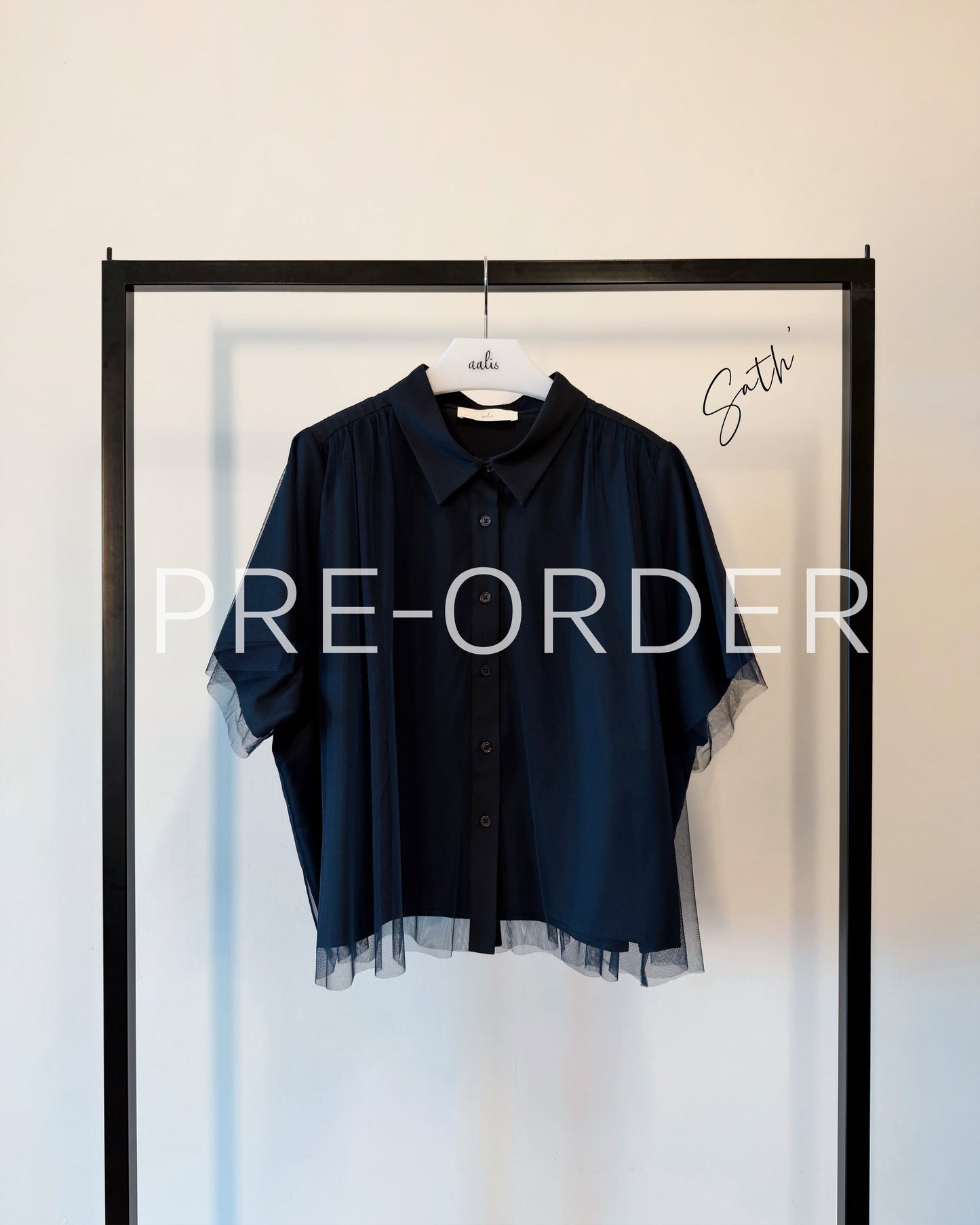 (Pre) aalis SATH mesh overlay s/s shirt (Dark Blue)