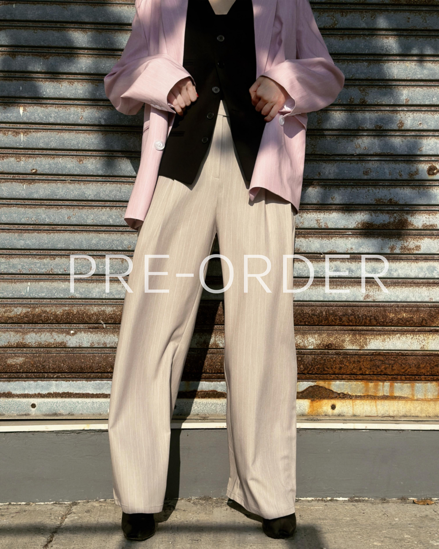 (Pre-order) aalis SEFINA front pleat suiting pants (Lt Beige)