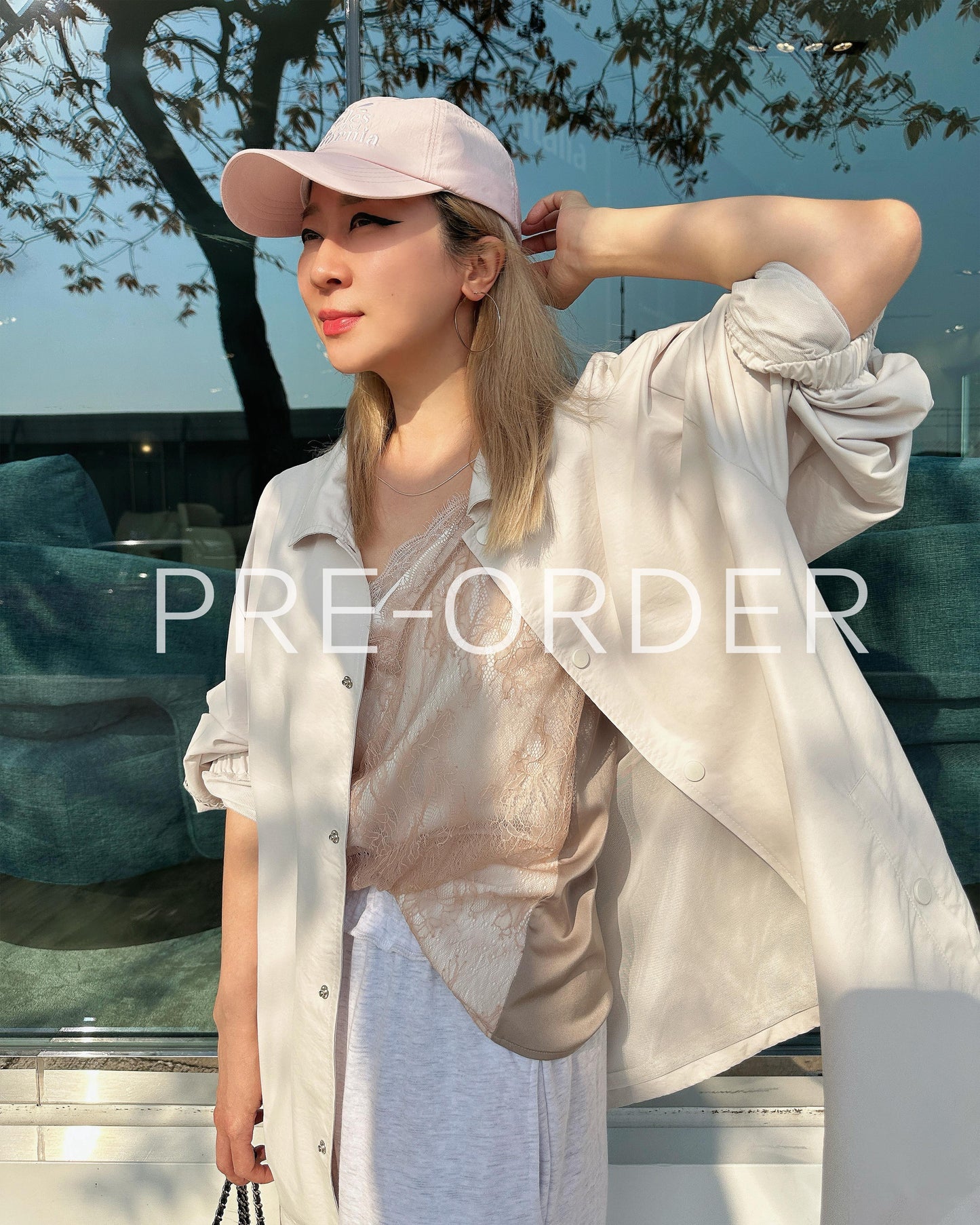 (Pre-order) aalis XYLER mesh panel windbreaker (Lt Beige)