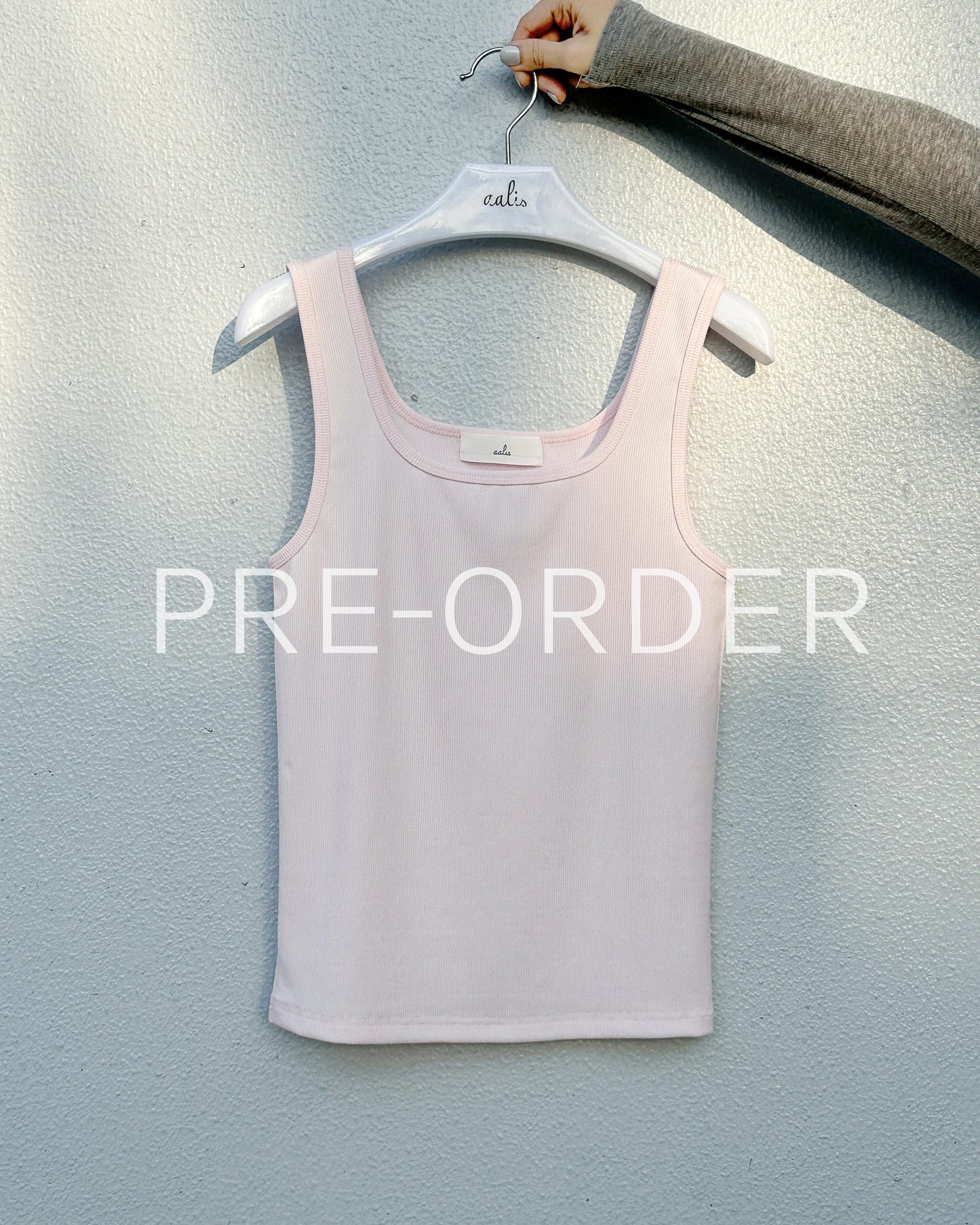 (Pre-order) aalis MARITA SS26 square neck ribbed tank (Pink)