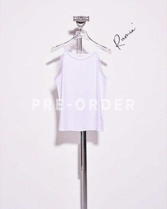 (Pre-order) aalis RUMIA sheer neckline detail rib tank (White)