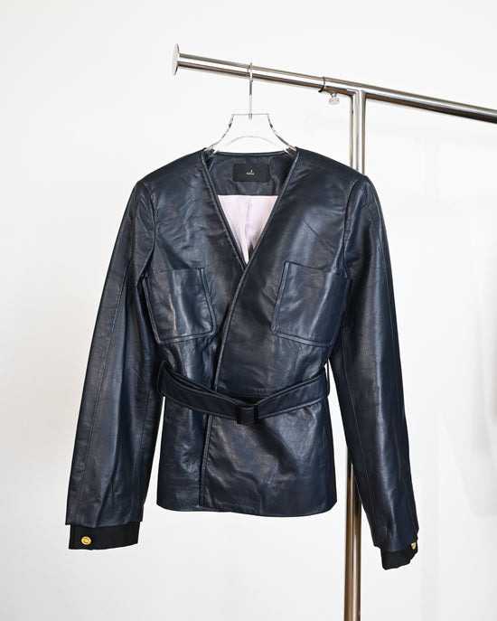 (Pre-order) aalis  ROSS leather jacket with belt (6 colours - Custom size)