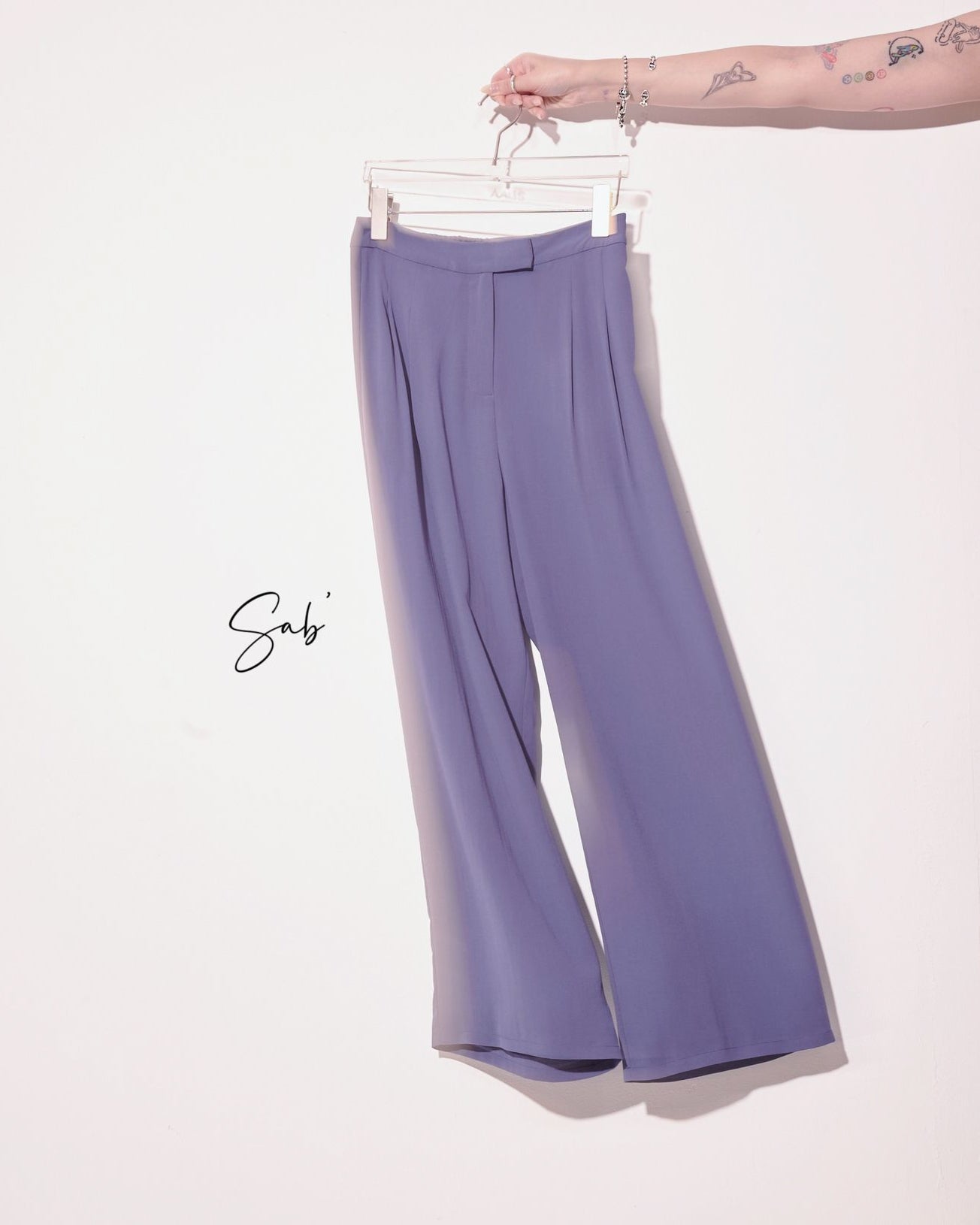 aalis SAB full linning chiffon pants (Purple grey)