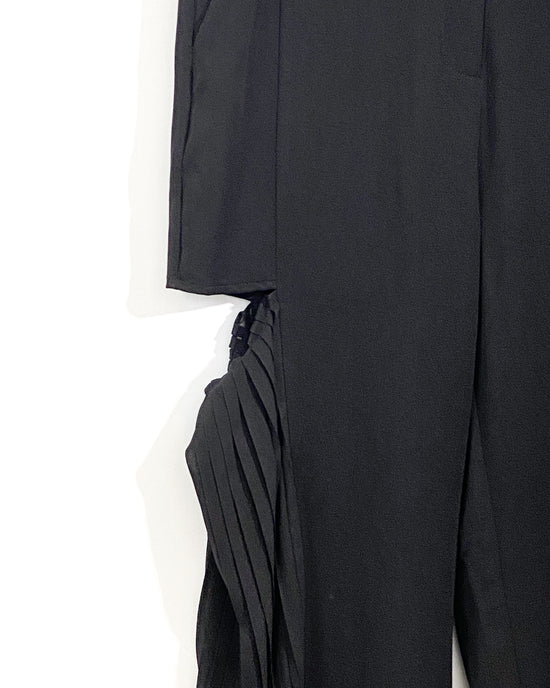 aalis LAM cutout chiffon side pleated pants (Black)