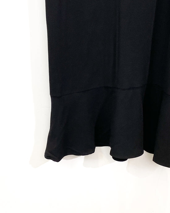 aalis KEMI mesh collar grosgrain ribbon tie on the back bias cut dress (Black)