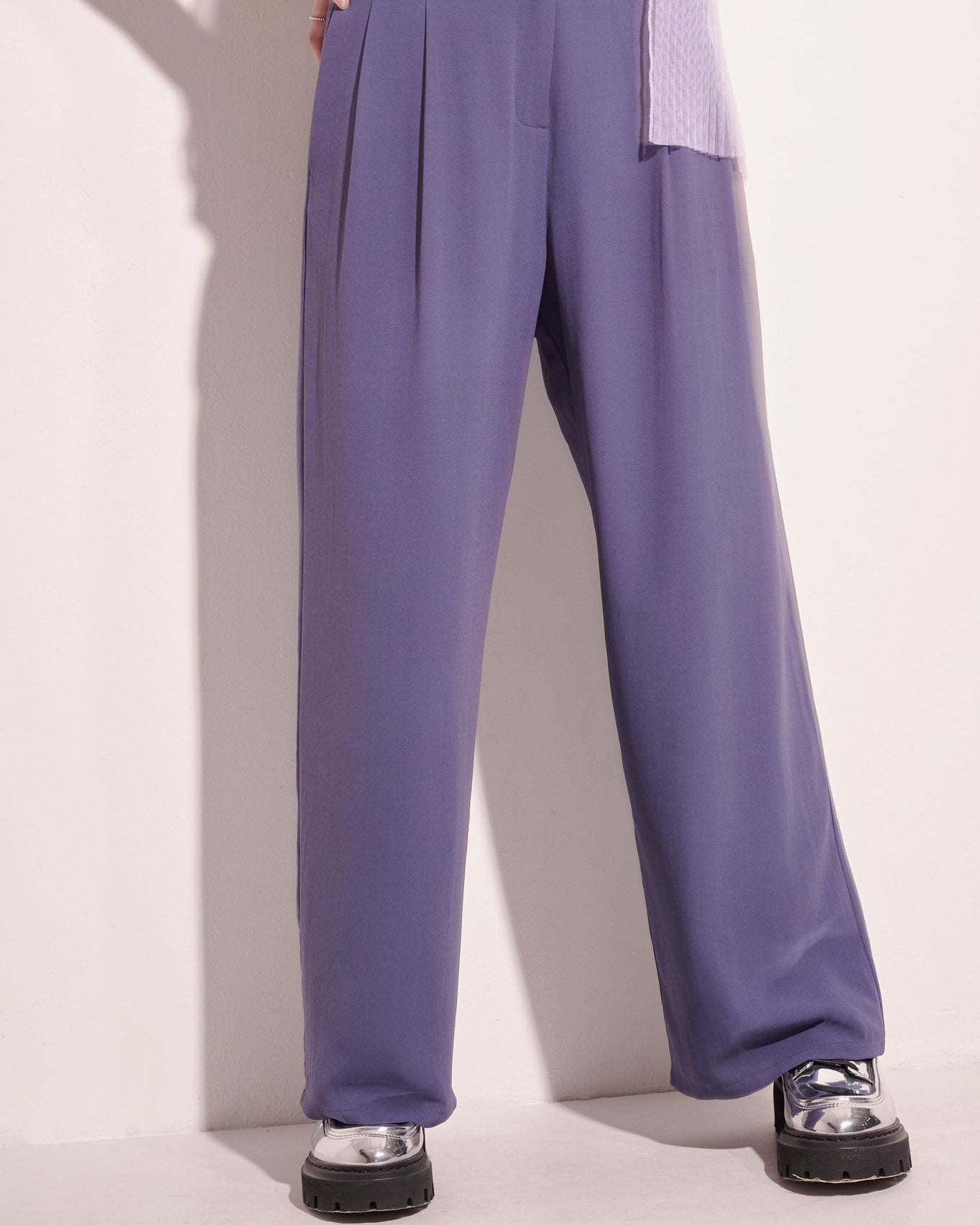 aalis SAB full linning chiffon pants (Purple grey)