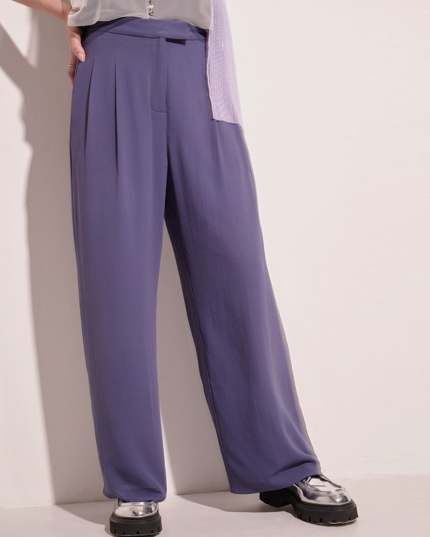 aalis SAB full linning chiffon pants (Purple grey)