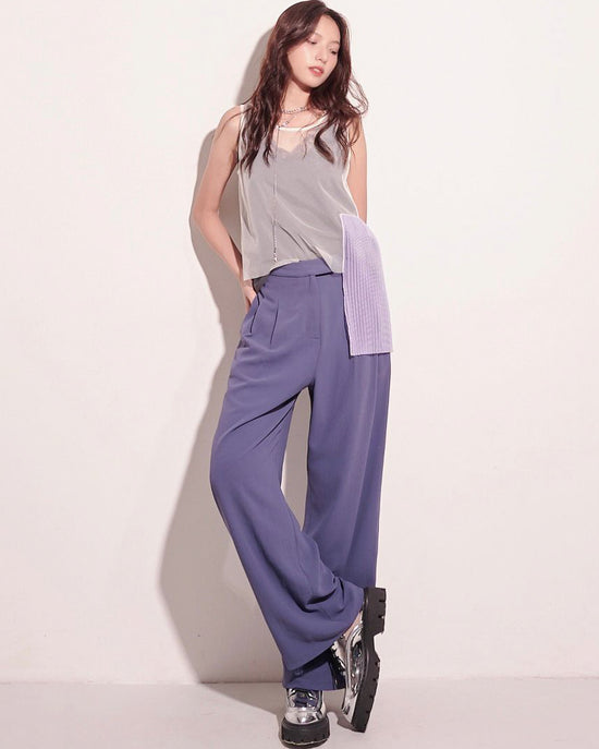 aalis SAB full linning chiffon pants (Purple grey)