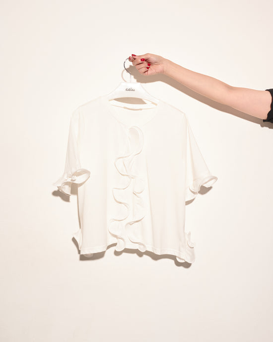 aalis CARDA ruffle trim S/S tee (White)