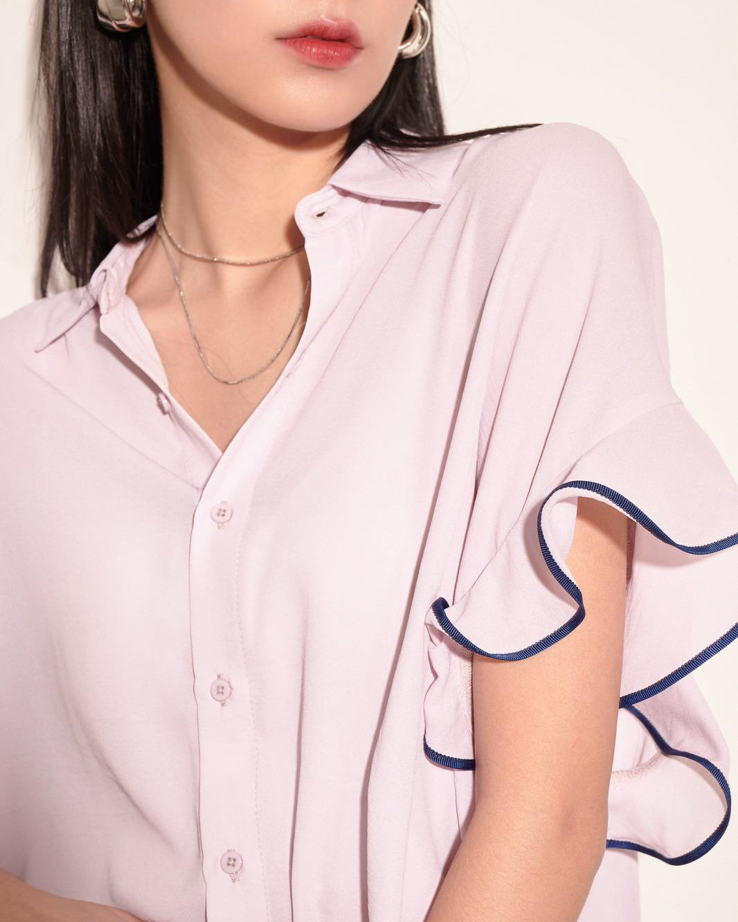 aalis RAYYA ribbon trim s/s shirt (Dusty pink)