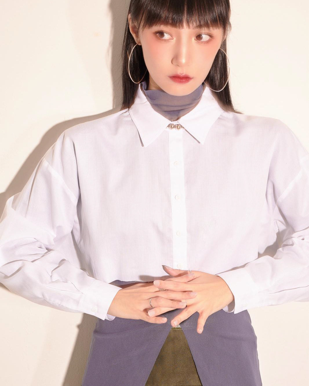 aalis RIA cropped L/S shirt (White)