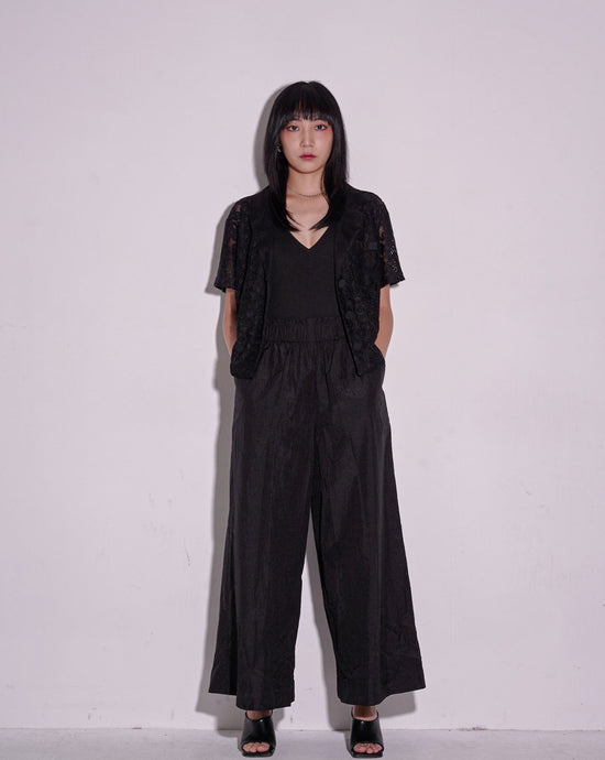 aalis EARTHA paperbag waist nylon pants (Black)