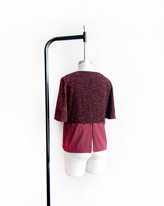 aalis TIA KNIT button trim top (Burgundy mix)