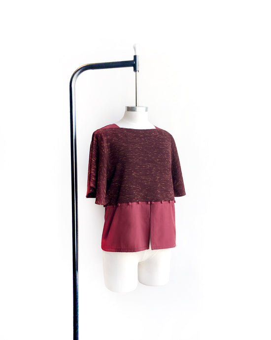 aalis TIA KNIT button trim top (Burgundy mix)