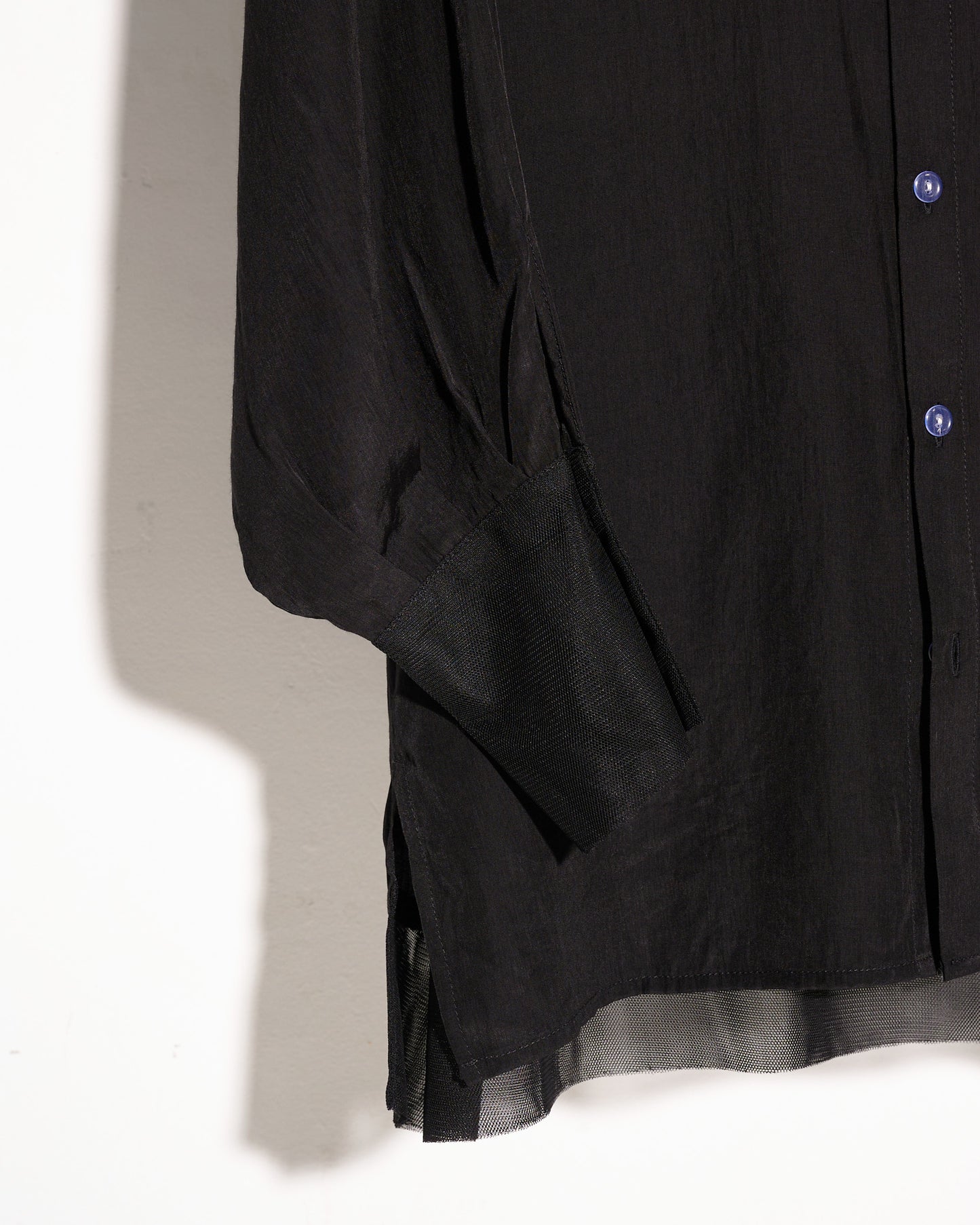 aalis TYLER balloon sleeves oversized shirt with mesh detail (Black)