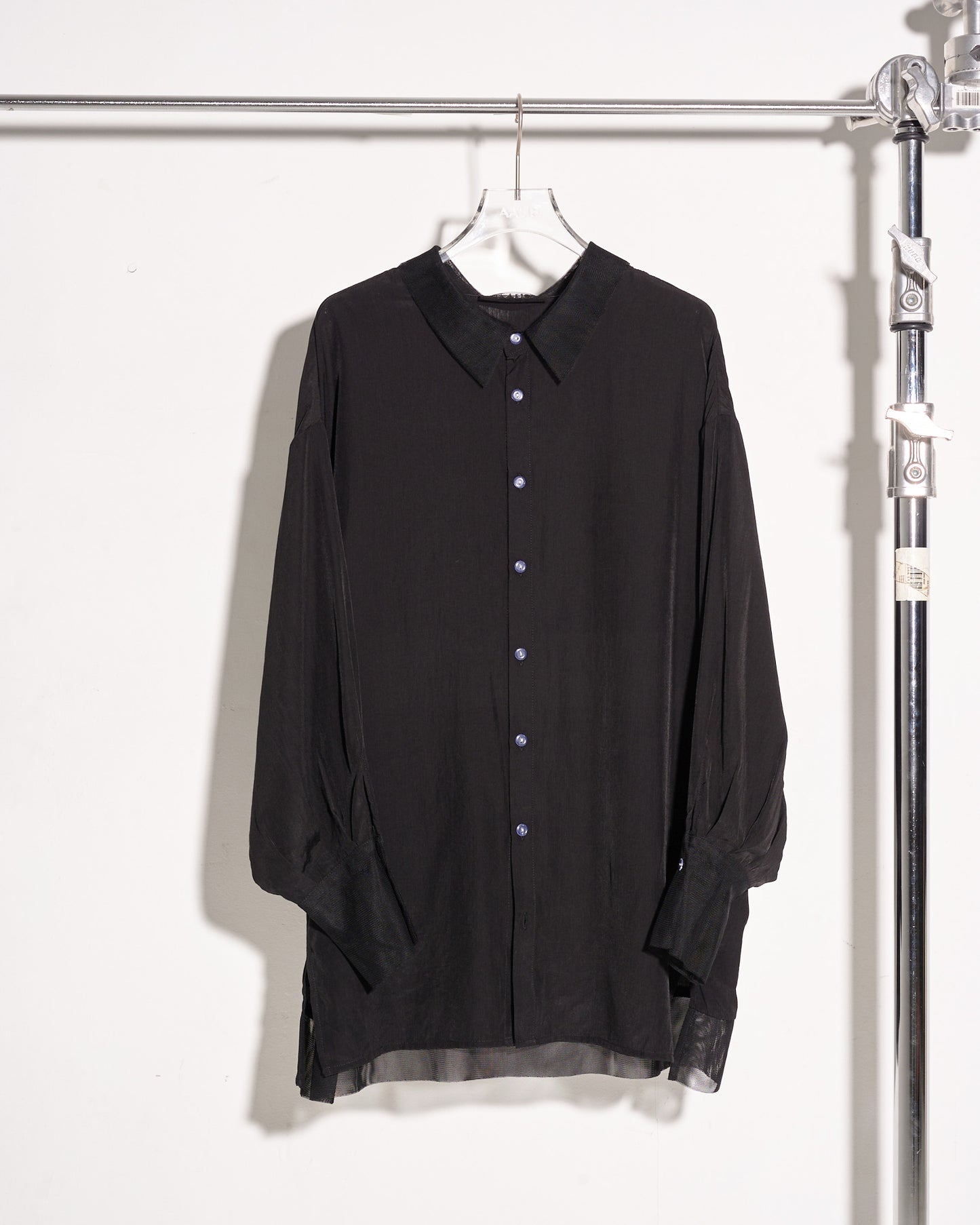 aalis TYLER balloon sleeves oversized shirt with mesh detail (Black)