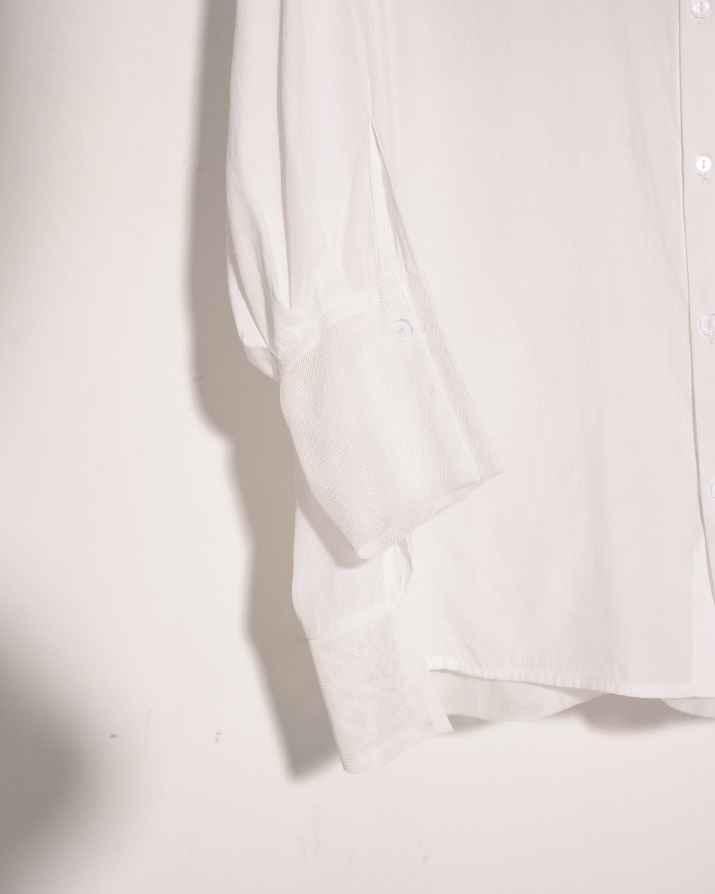 aalis TYLER balloon sleeves oversized shirt with mesh detail (White)