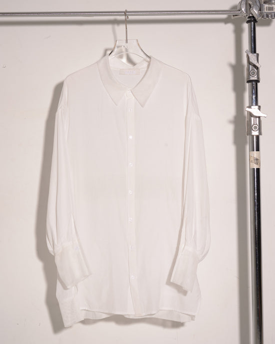 aalis TYLER balloon sleeves oversized shirt with mesh detail (White)