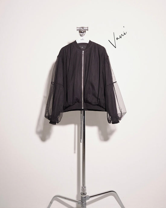 aalis VANI mesh bubble hem bomber jacket (Black)