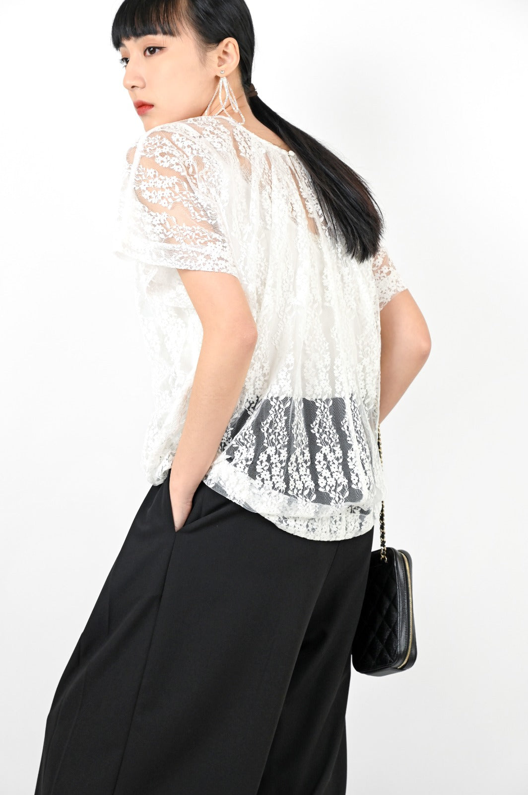 aalis AGATHA 3D structured lace top (White lace)