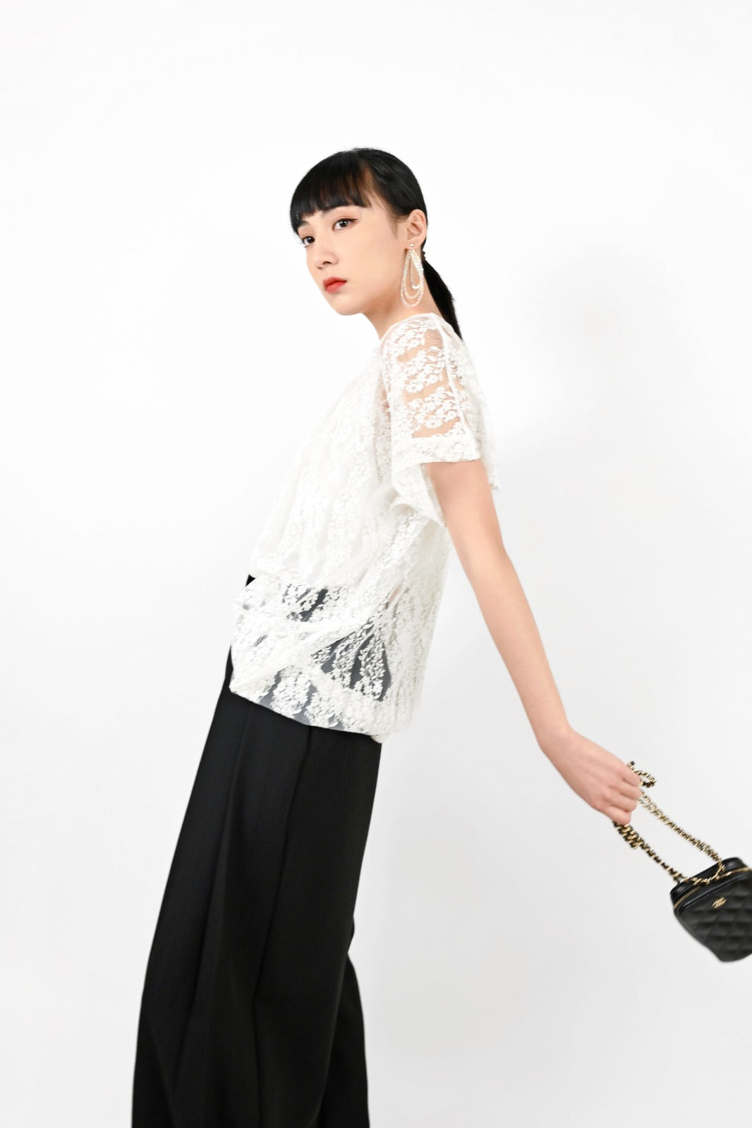 aalis AGATHA 3D structured lace top (White lace)