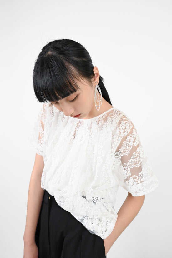 aalis AGATHA 3D structured lace top (White lace)