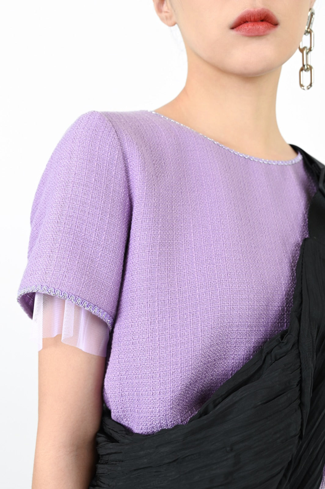 aalis RAY tweed short sleeves top (Light purple)