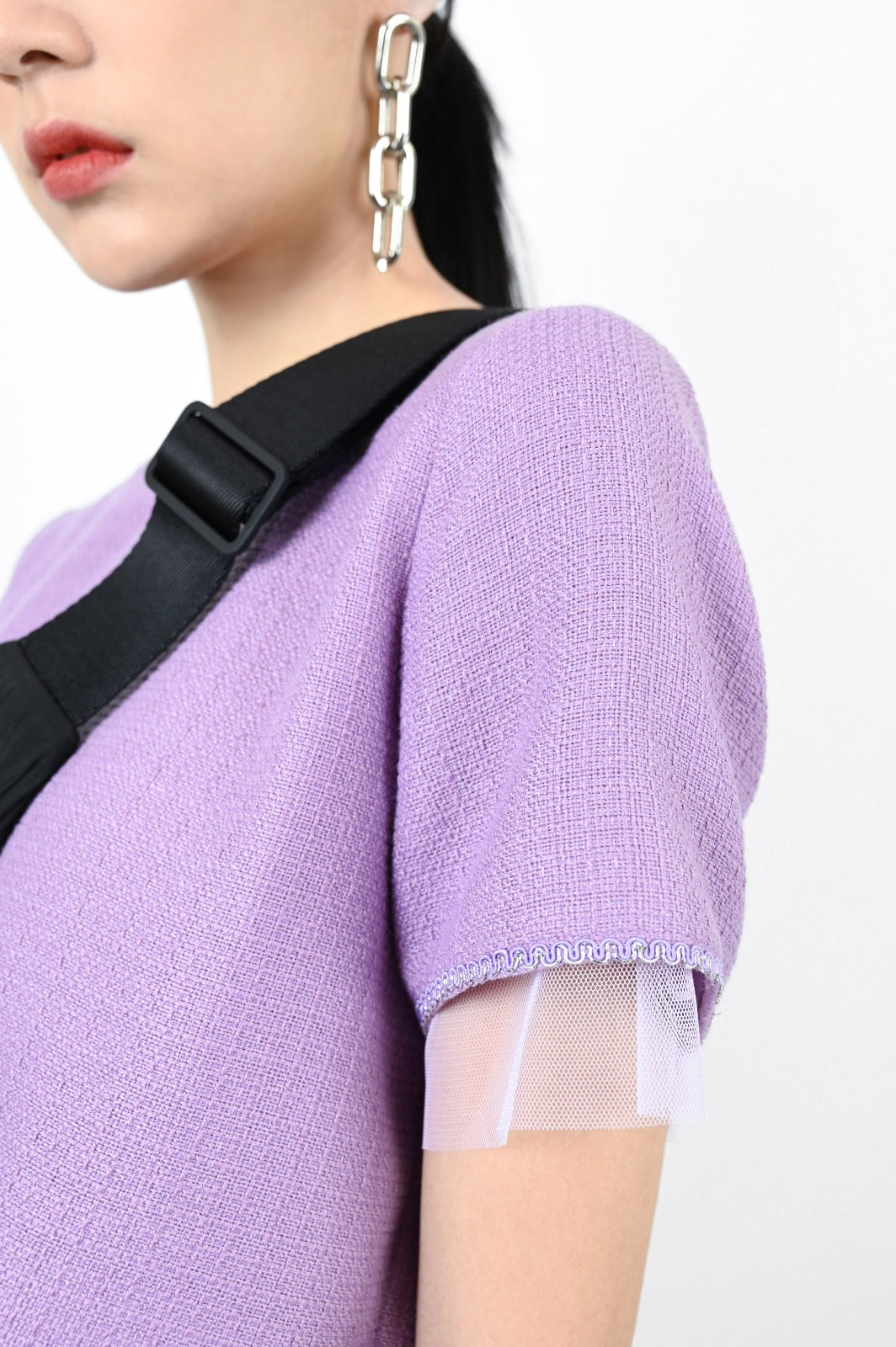 aalis RAY tweed short sleeves top (Light purple)