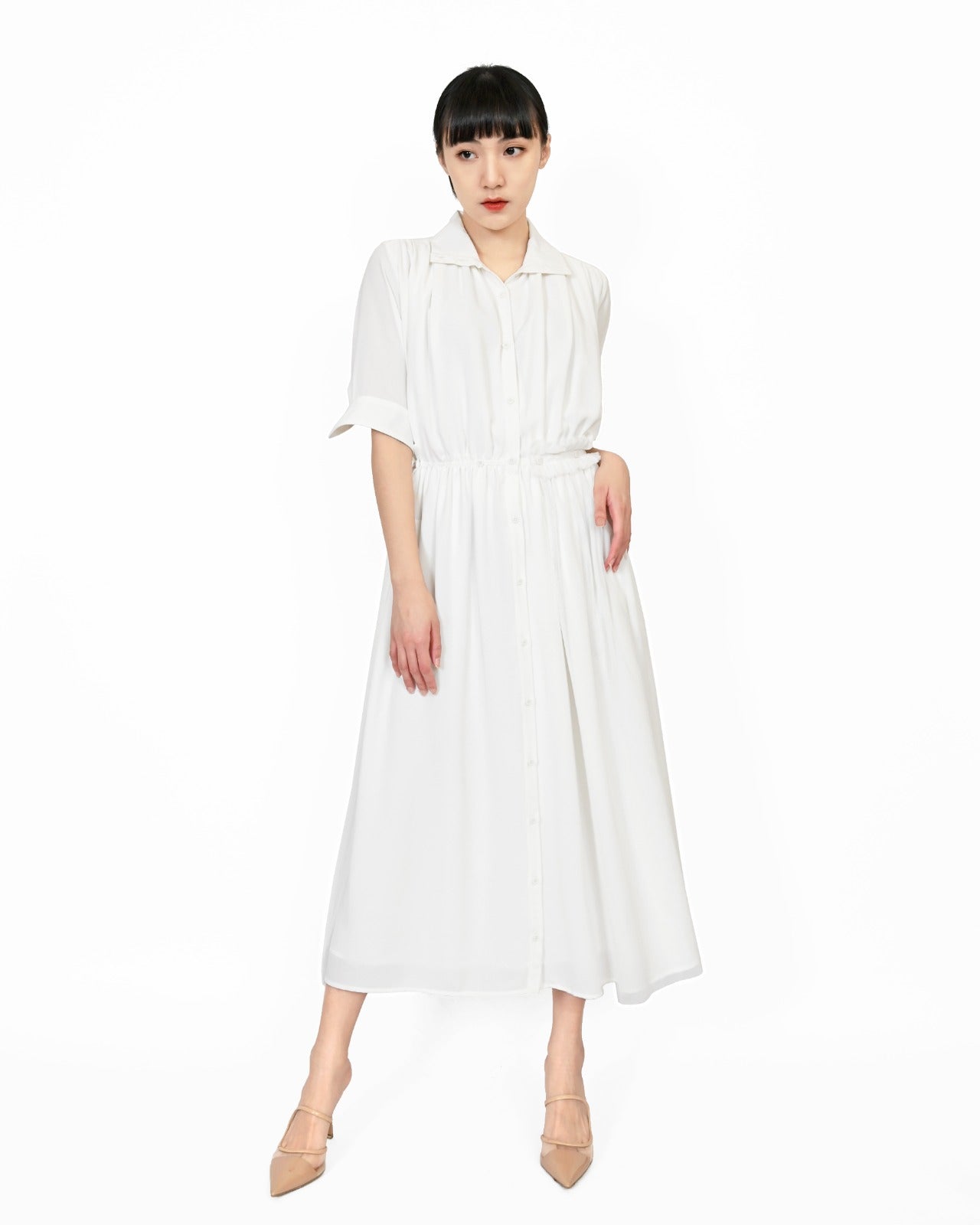 aalis ARIA mesh skirt belt dress (White)