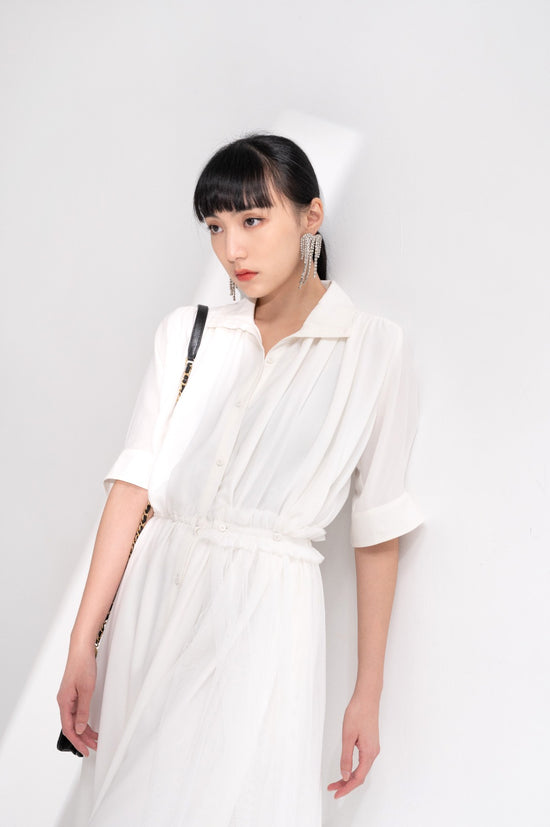 aalis ARIA mesh skirt belt dress (White)