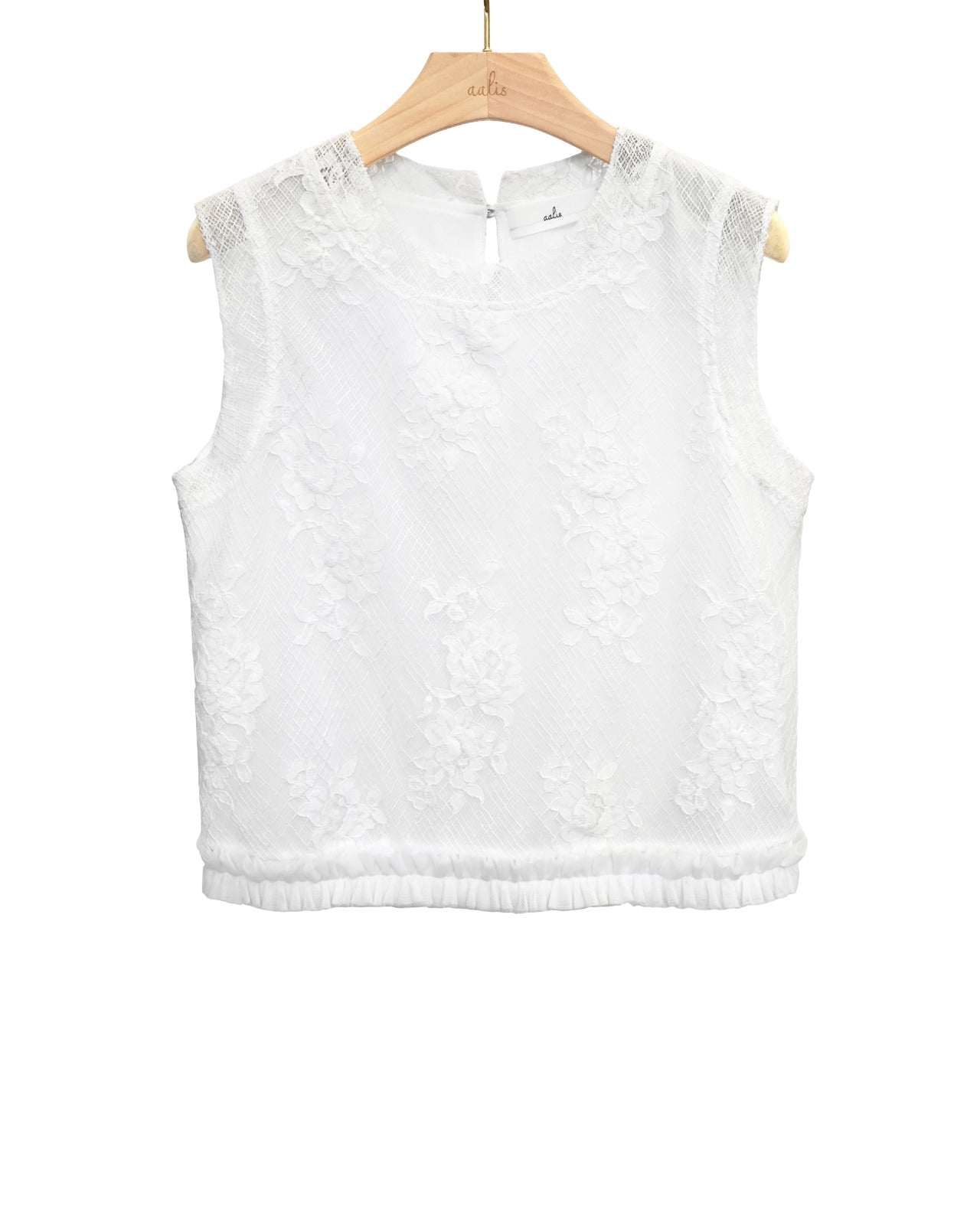 aalis YEE mesh trimmed  cropped lace tank (White)