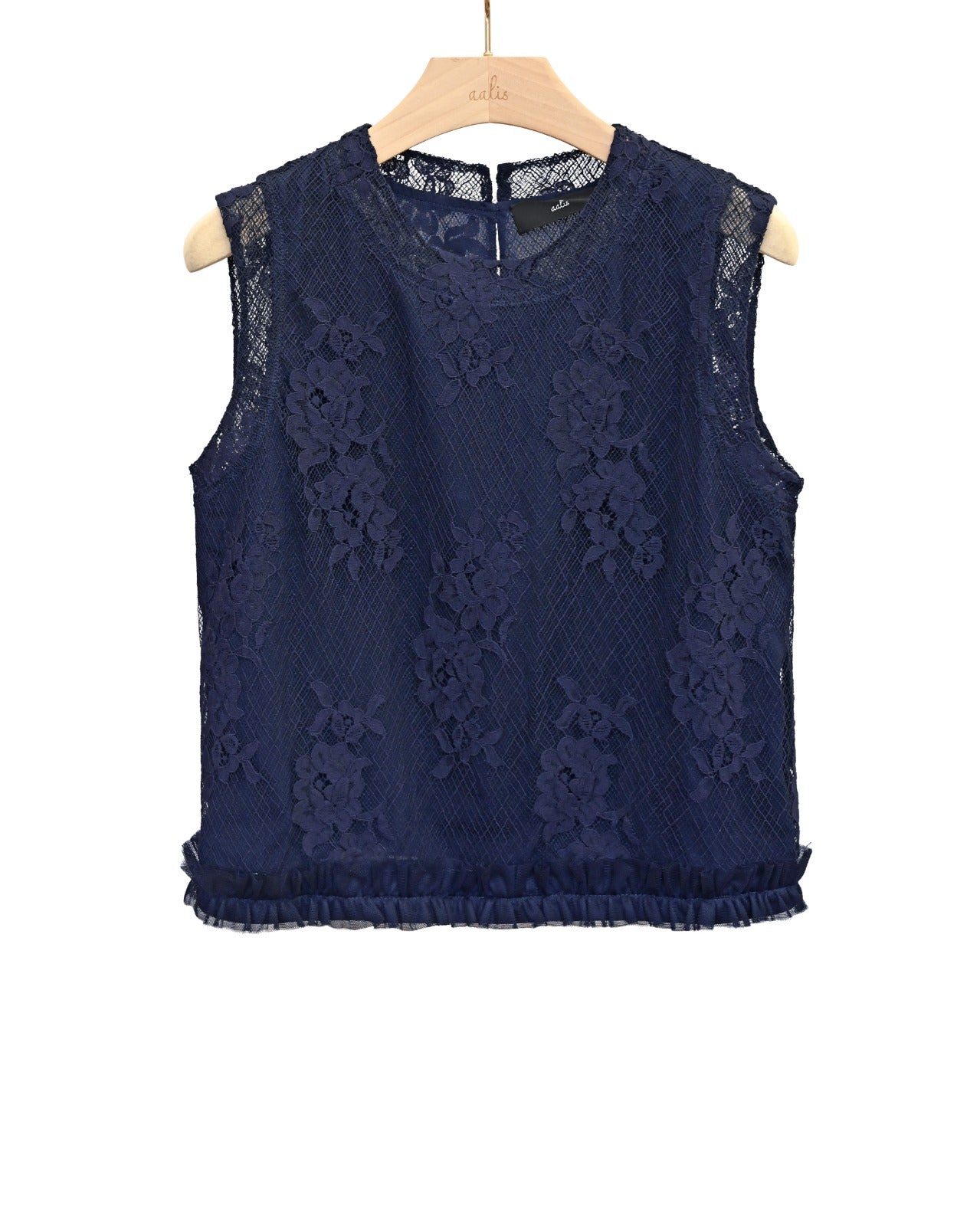 aalis YEE mesh trimmed  cropped lace tank (Blue)