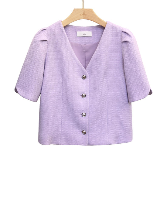 Load image into Gallery viewer, aalis POLL v neck tweed jacket (Purple)
