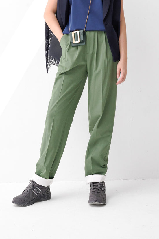 aalis LIZ white cuff suiting pants (Green)