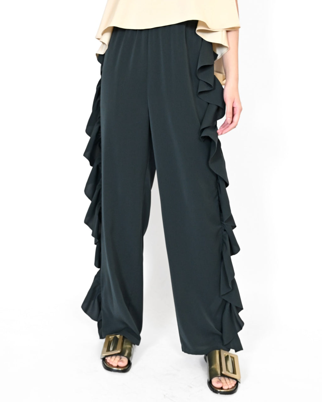 aalis SOTA two side ruffle pants (Green) –