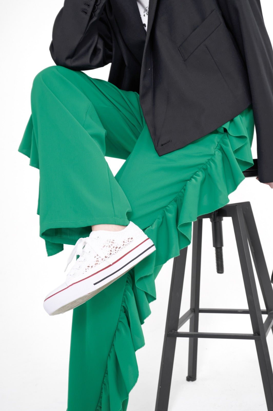 aalis SOTA two side ruffle pants (Green)